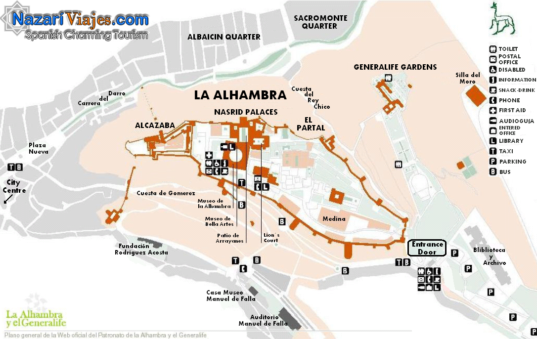 map plan alhambra granada